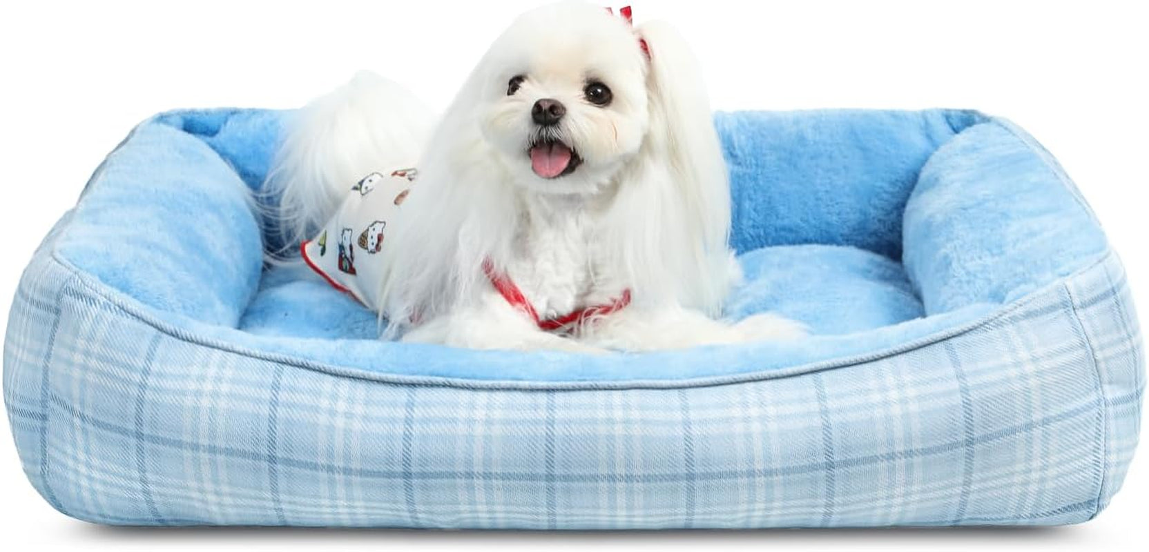 Dog Beds for Small Medium Dogs & Cats, Orthopedic Sleeping Pet Bed for Couch with Durable Puppy Cuddler and Anti-Slip Bottom Machine Washable (Blue)