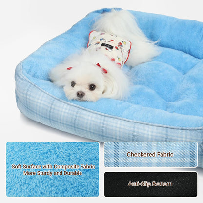 Dog Beds for Small Medium Dogs & Cats, Orthopedic Sleeping Pet Bed for Couch with Durable Puppy Cuddler and Anti-Slip Bottom Machine Washable (Blue)