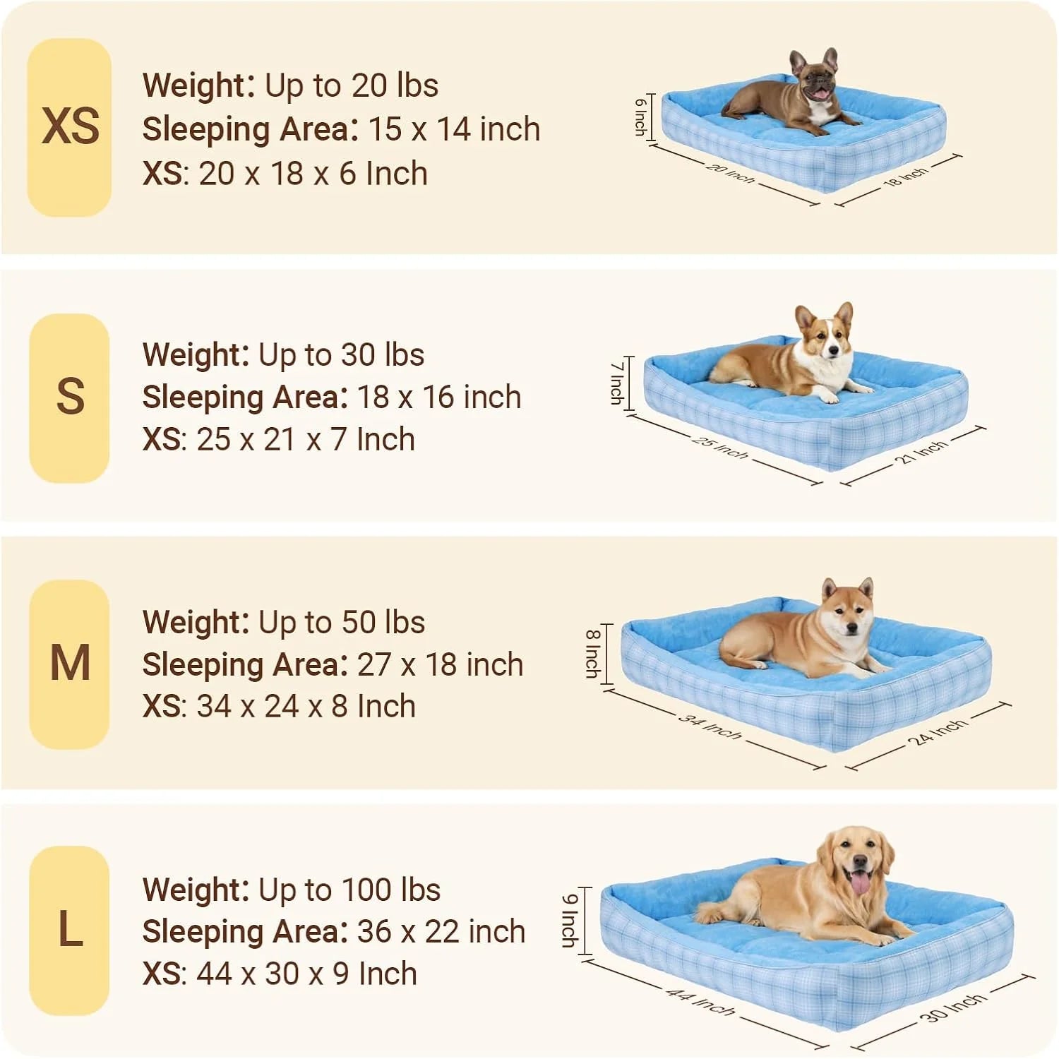 Dog Beds for Small Medium Dogs & Cats, Orthopedic Sleeping Pet Bed for Couch with Durable Puppy Cuddler and Anti-Slip Bottom Machine Washable (Blue)