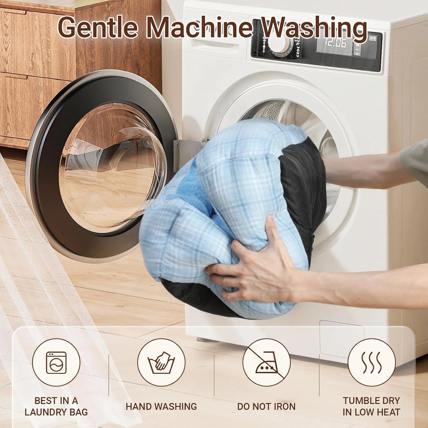 Dog Beds for Small Medium Dogs & Cats, Orthopedic Sleeping Pet Bed for Couch with Durable Puppy Cuddler and Anti-Slip Bottom Machine Washable (Blue)